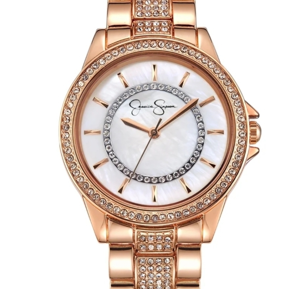 Jessica Simpson Rose Gold Crystal Accent Women's Watch